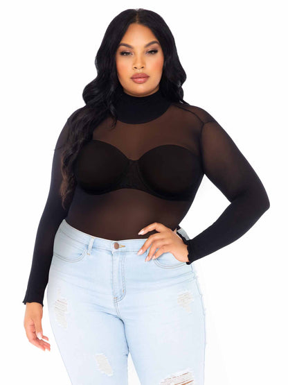 Plus Highneck Sleeved Bodysuit