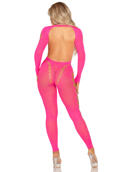 Opaque Cut-Out Footless Bodystocking