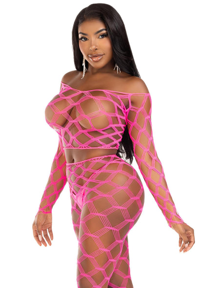 Net Crop Top and Footless Tights