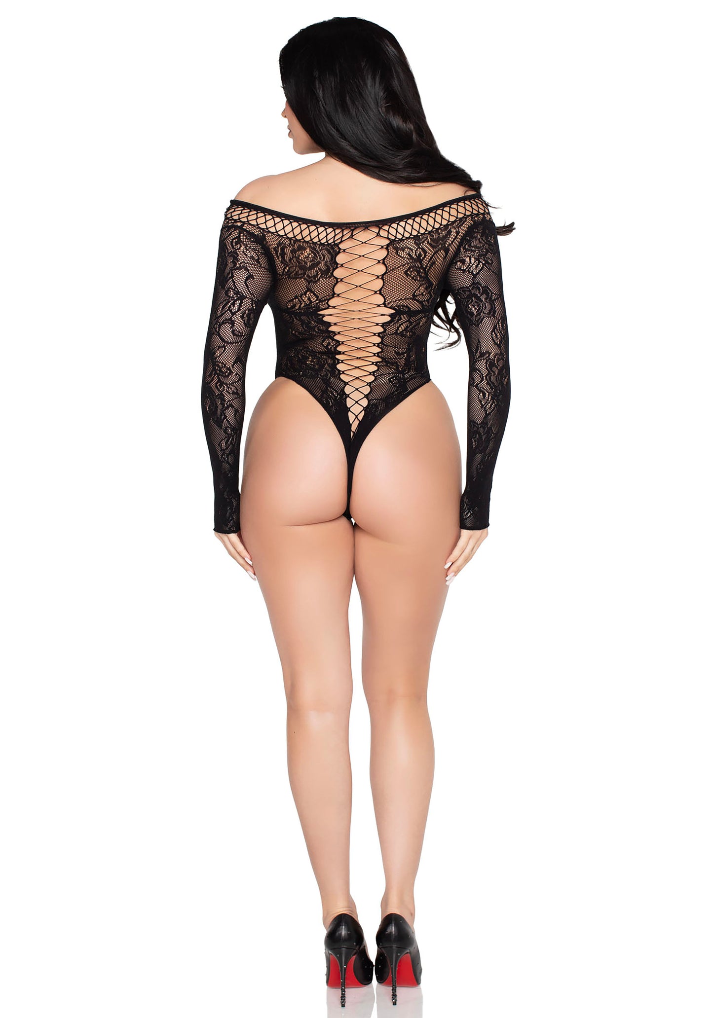 Net and Lace Crotchless Teddy