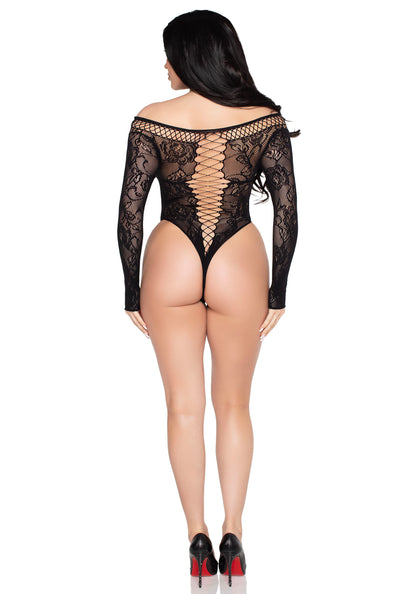 Net and Lace Crotchless Teddy