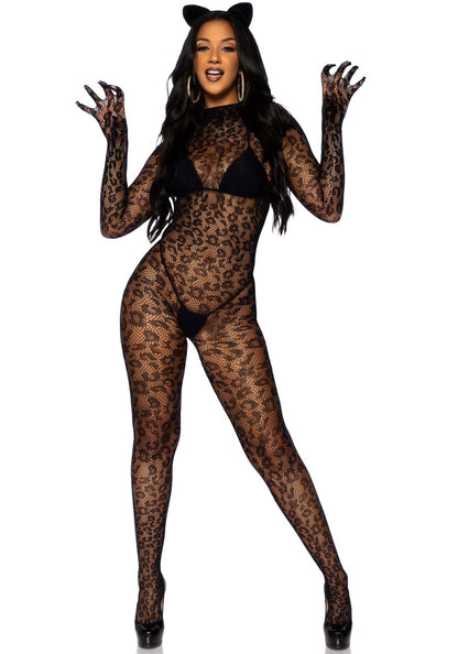 Leg Avenue 89891Leopard net gloved catsuit