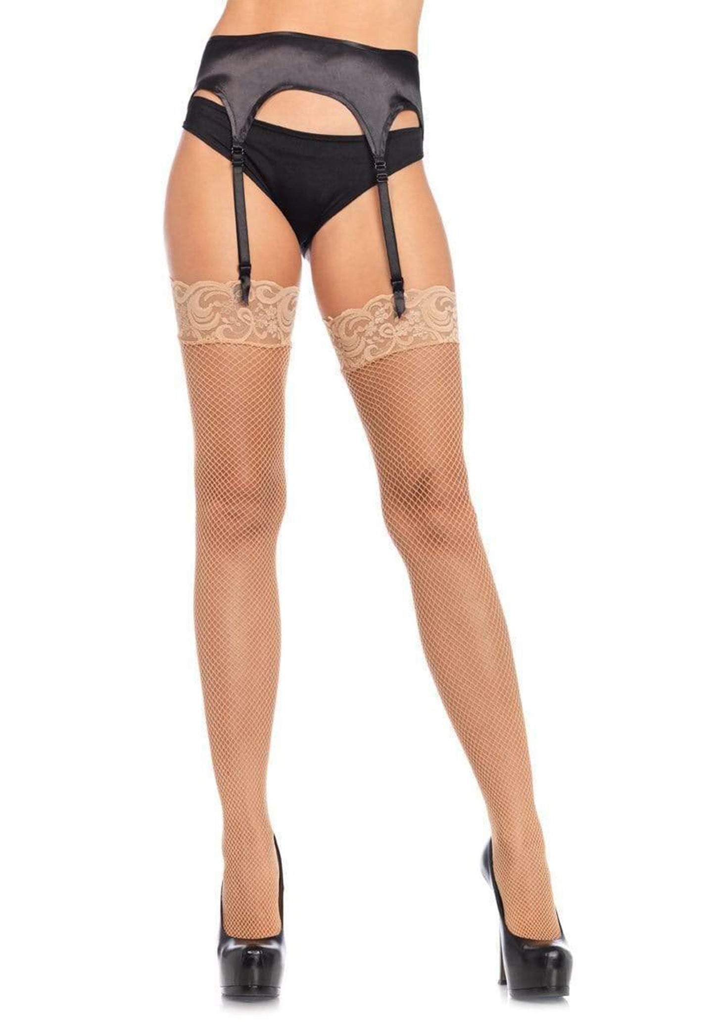 Fishnet Stockings with Lace Top