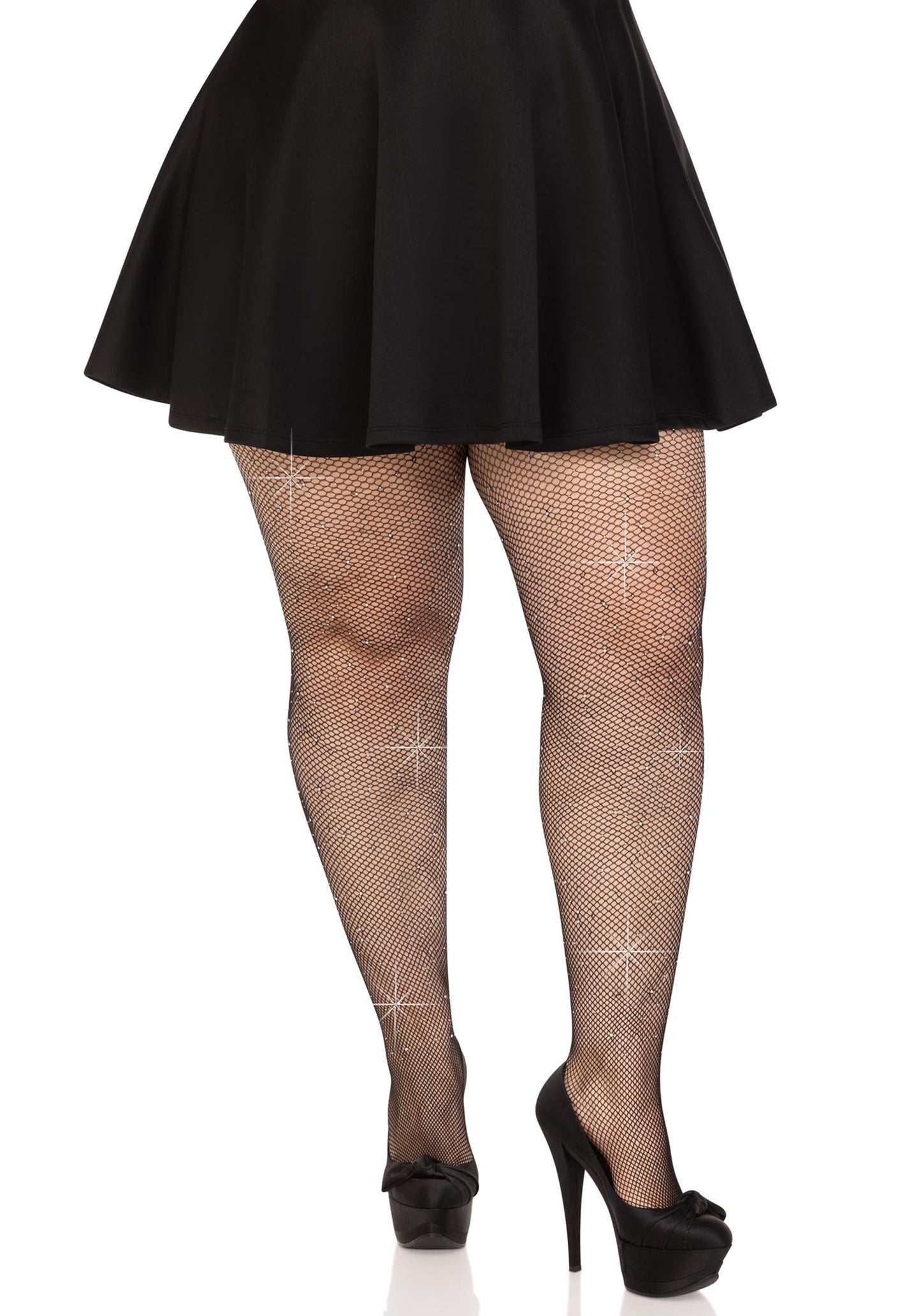 Colby Plus Rhinestone Fishnet Tights