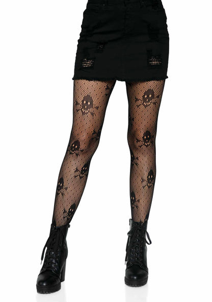 Micro Net with Woven Skull Pantyhose