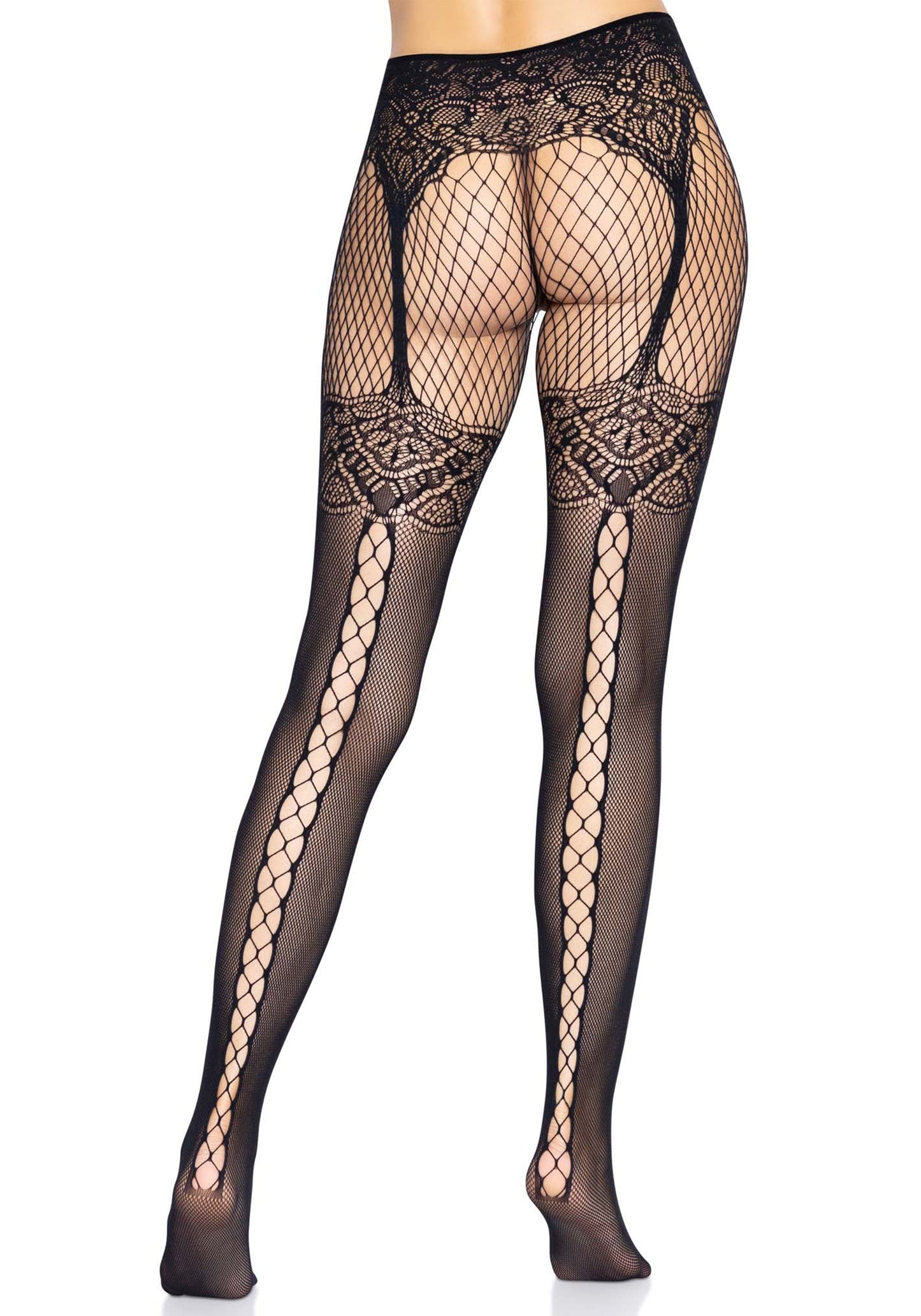 Fishnet Tights with Lace Up Backseam