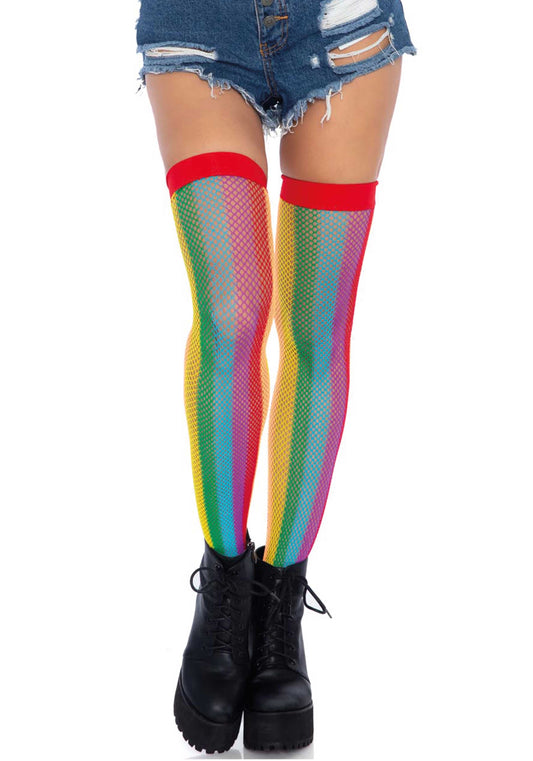 Leg Avenue 9290 Rainbow fishnet thigh highs