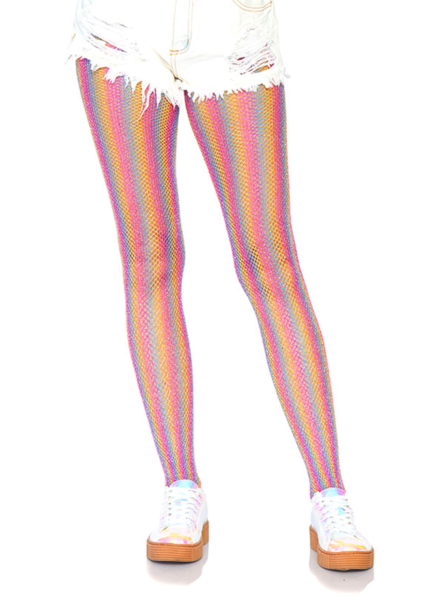 Leg Avenue 9308 Lurex rainbow fishnet tights