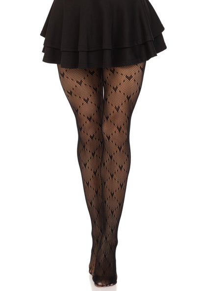 Love Struck Heart Net Pantyhose