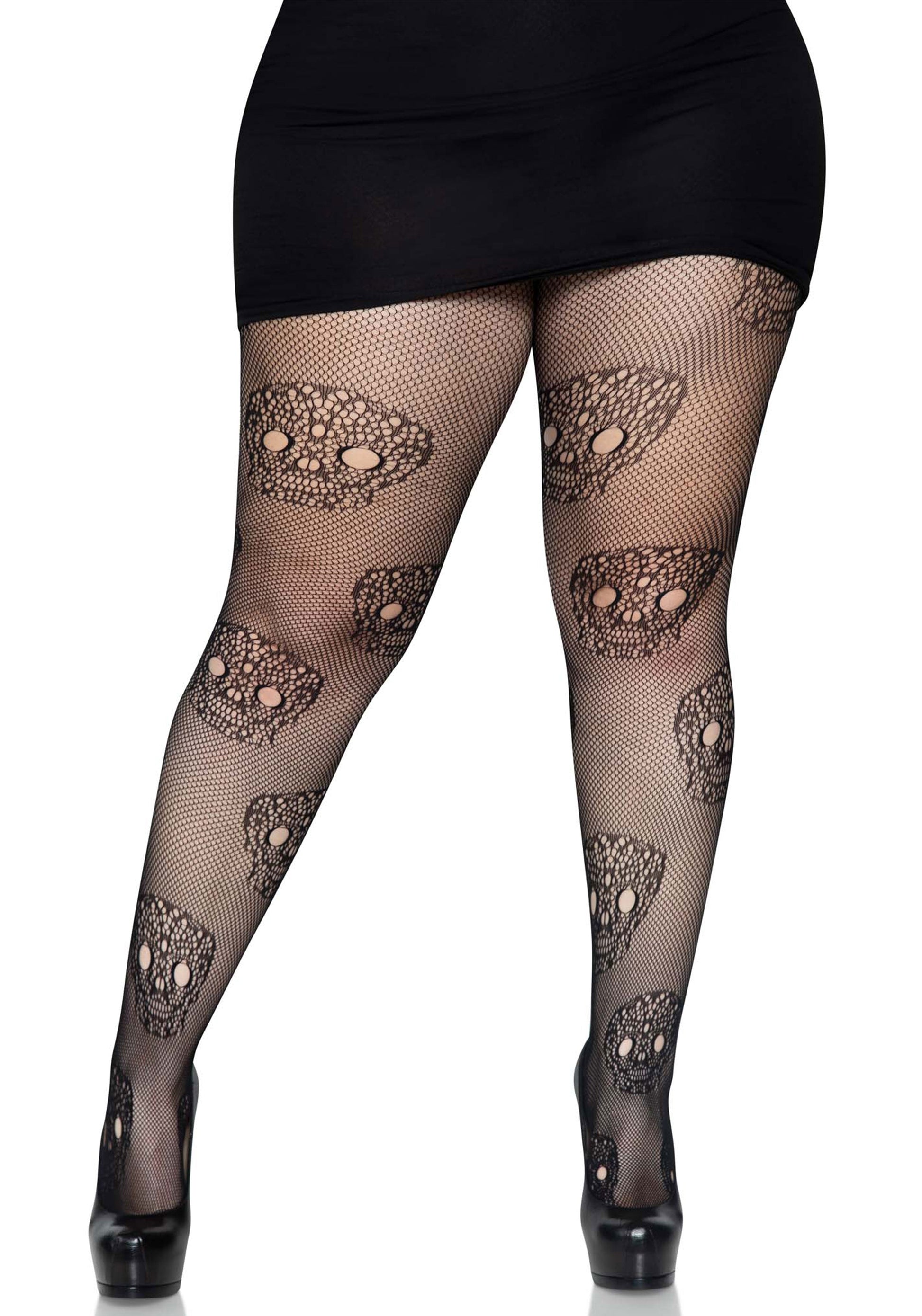 Leg Avenue 9723X Lace skull fishnet tights