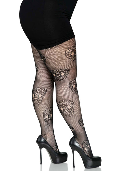 Leg Avenue 9723X Lace skull fishnet tights