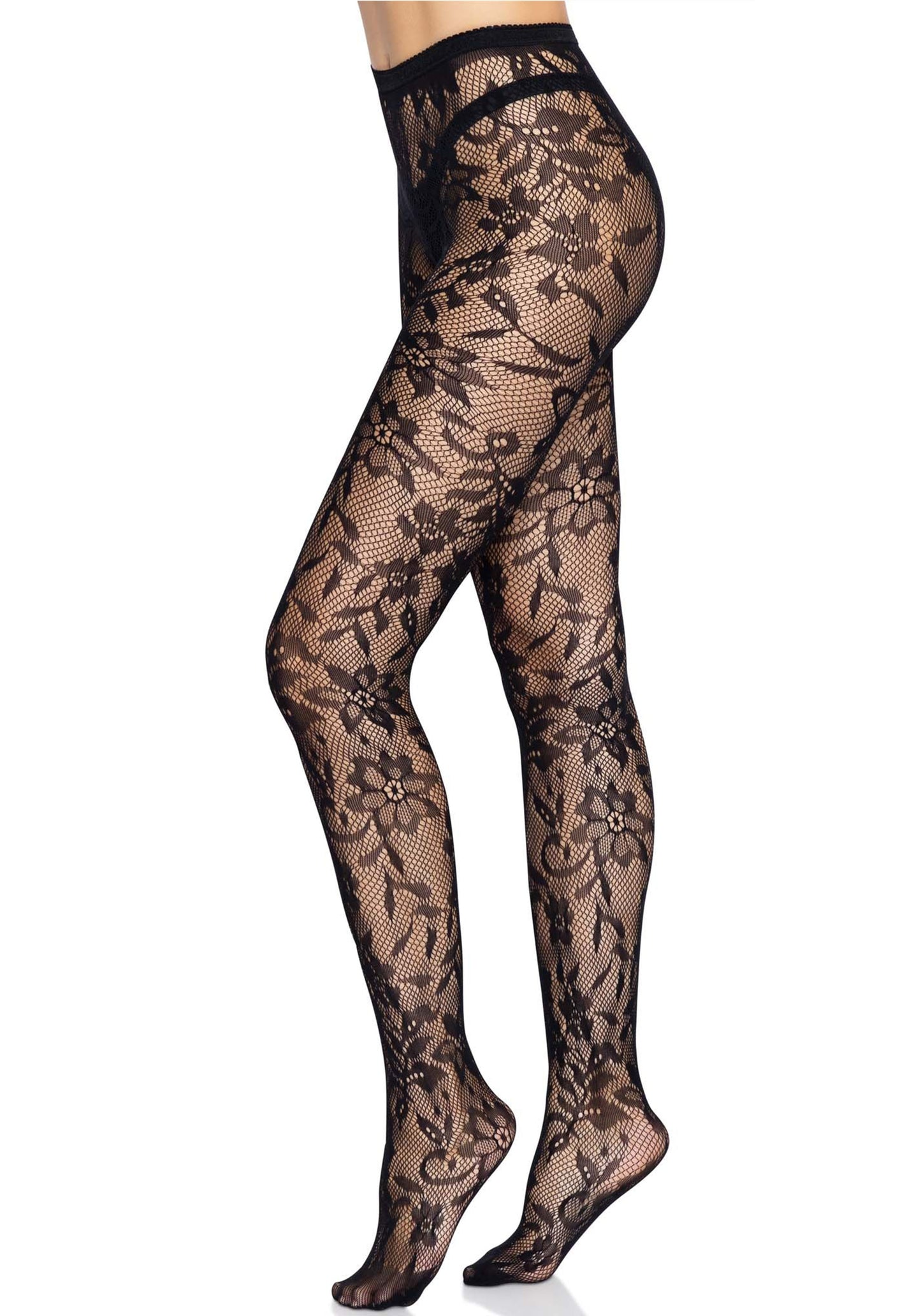 Seamless Floral Lace Pantyhose