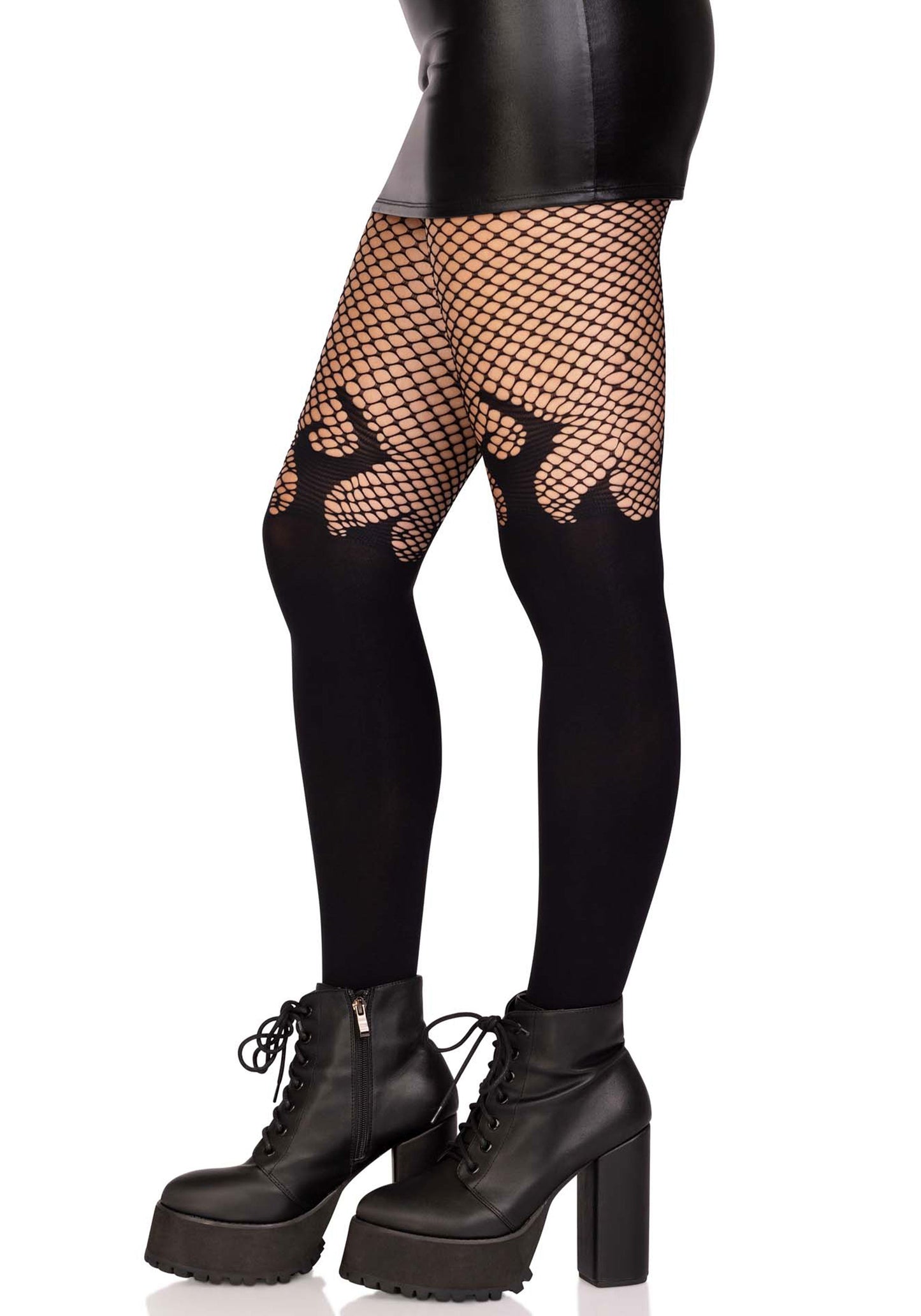 Flame Pantyhose with Fishnet Top