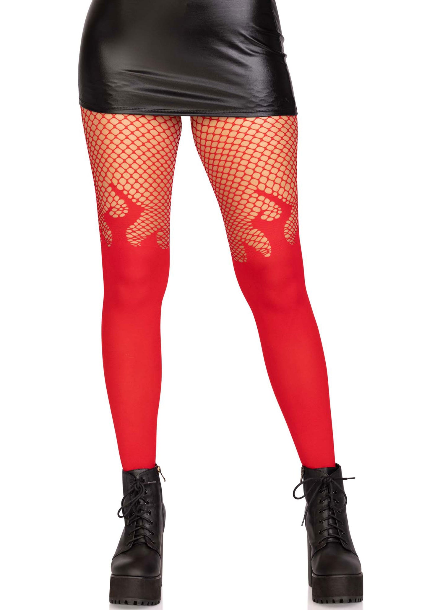 Flame Pantyhose with Fishnet Top