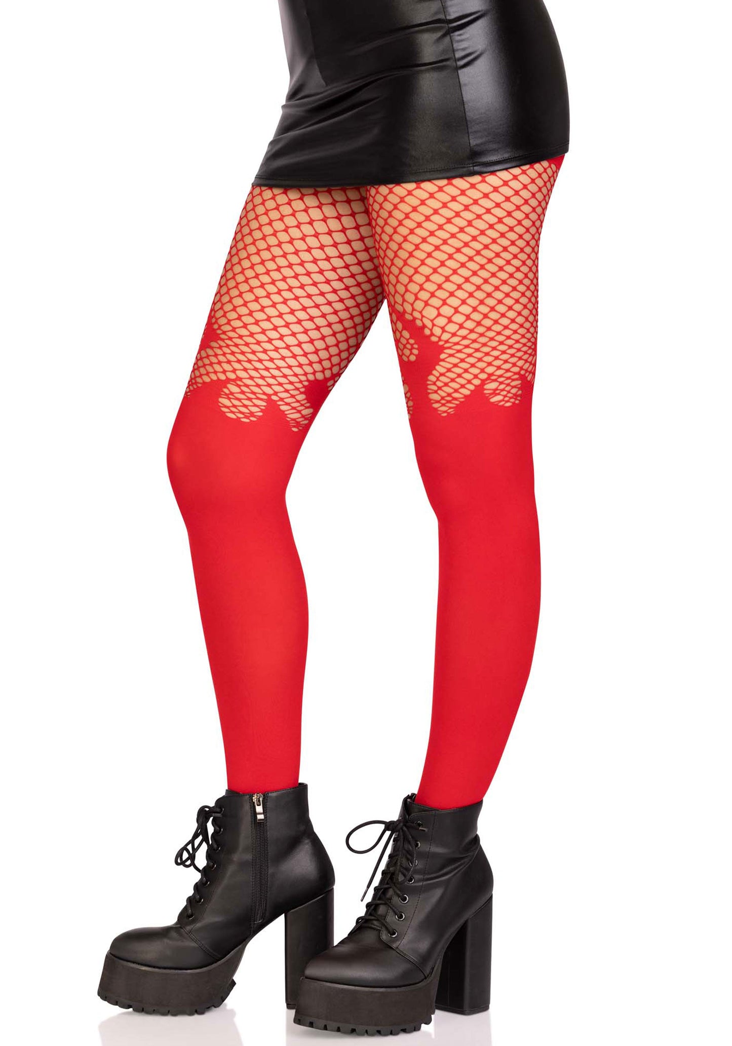 Flame Pantyhose with Fishnet Top