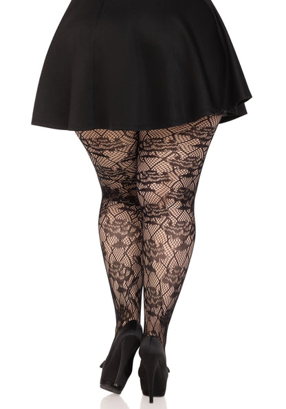 Plus Wild Rose Net Pantyhose