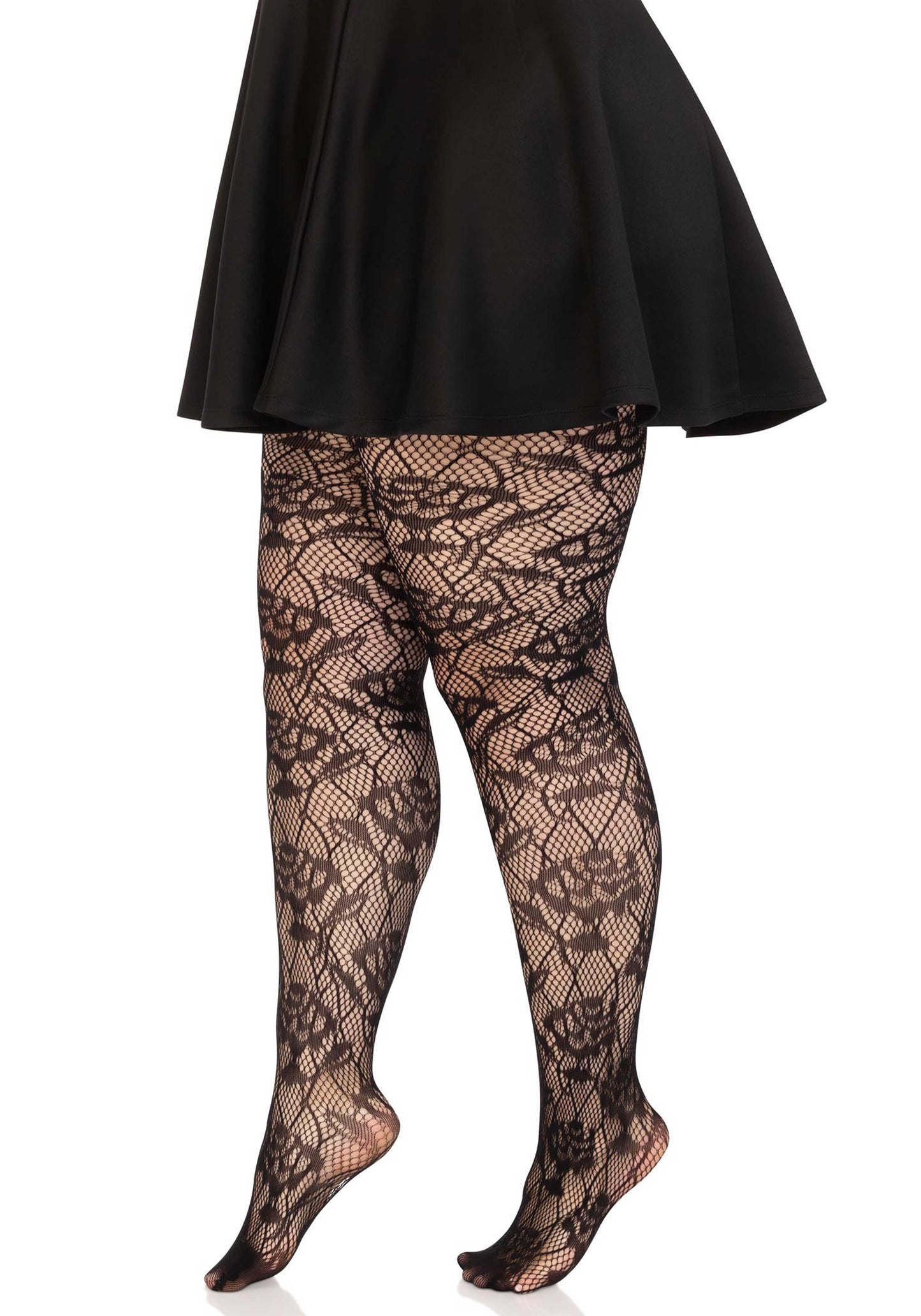 Plus Wild Rose Net Pantyhose