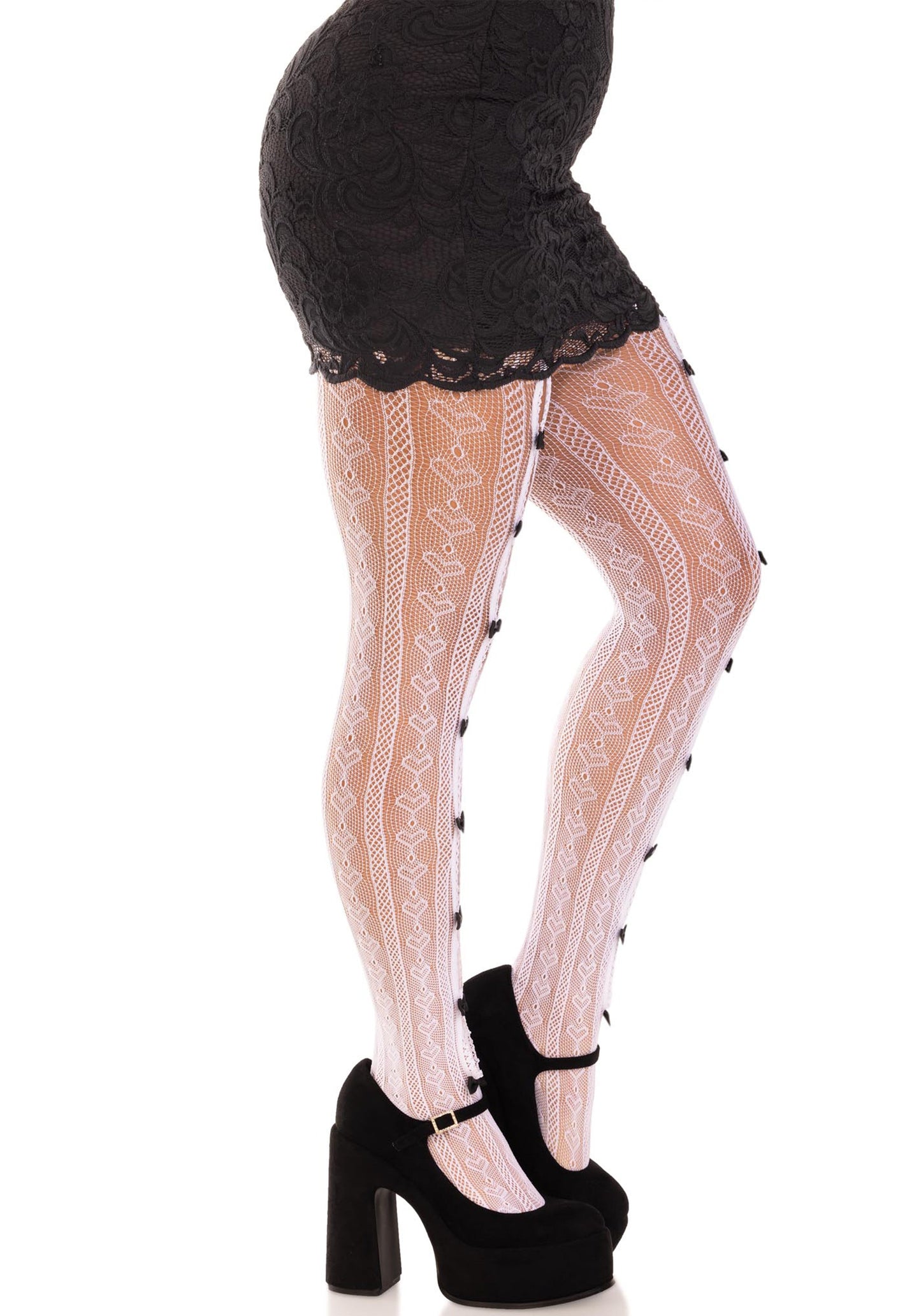 Sweetheart Striped Net Pantyhose