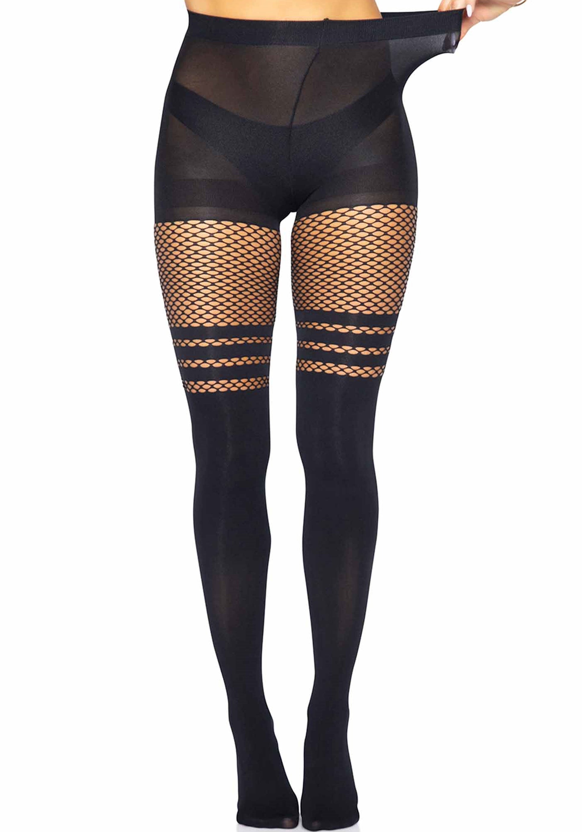 Leg Avenue 9999 Pantyhose with fishnet stripes