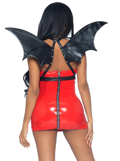 Faux Leather Bat Wings with Harness