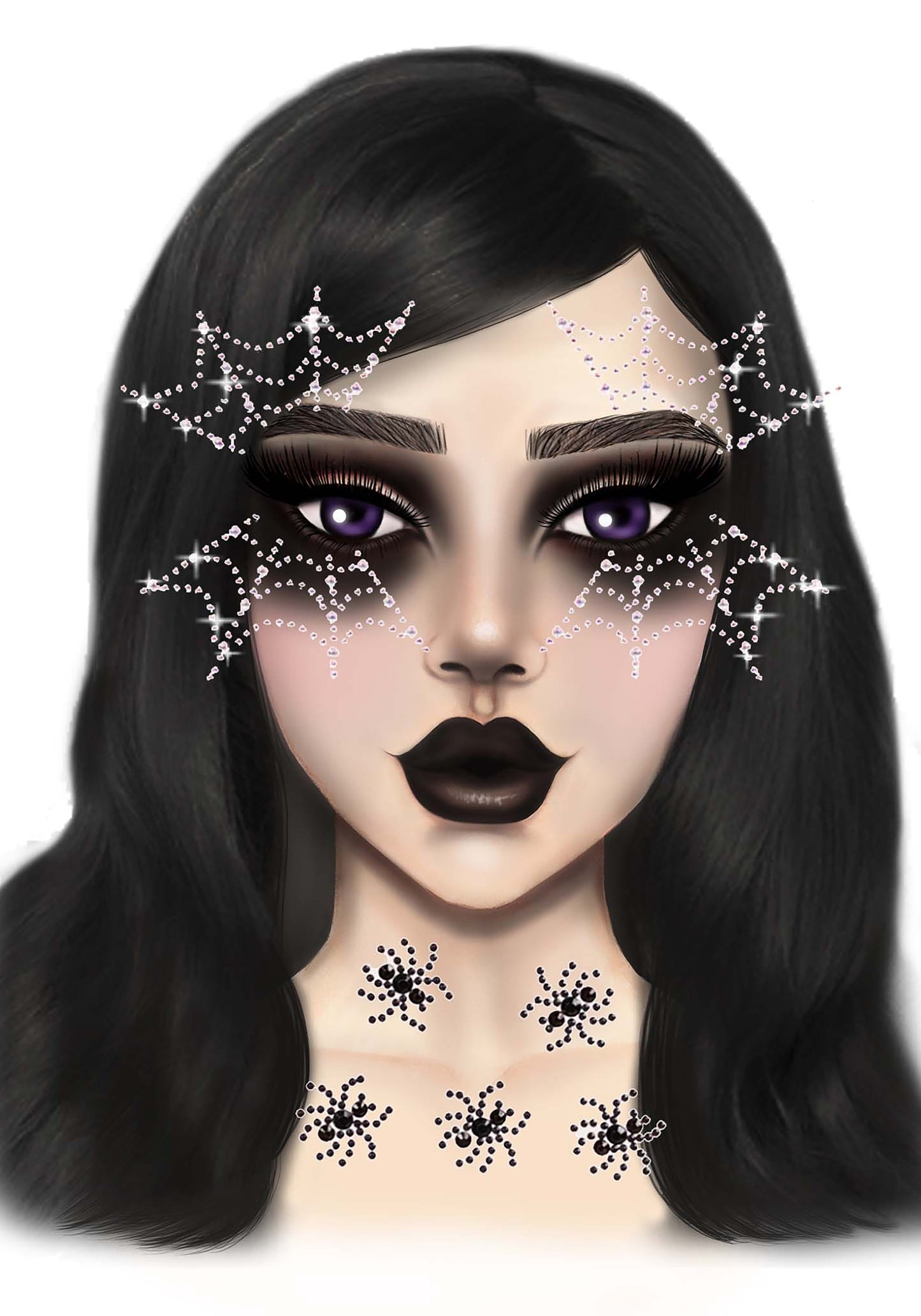 Spider Web Face Jewels Sticker