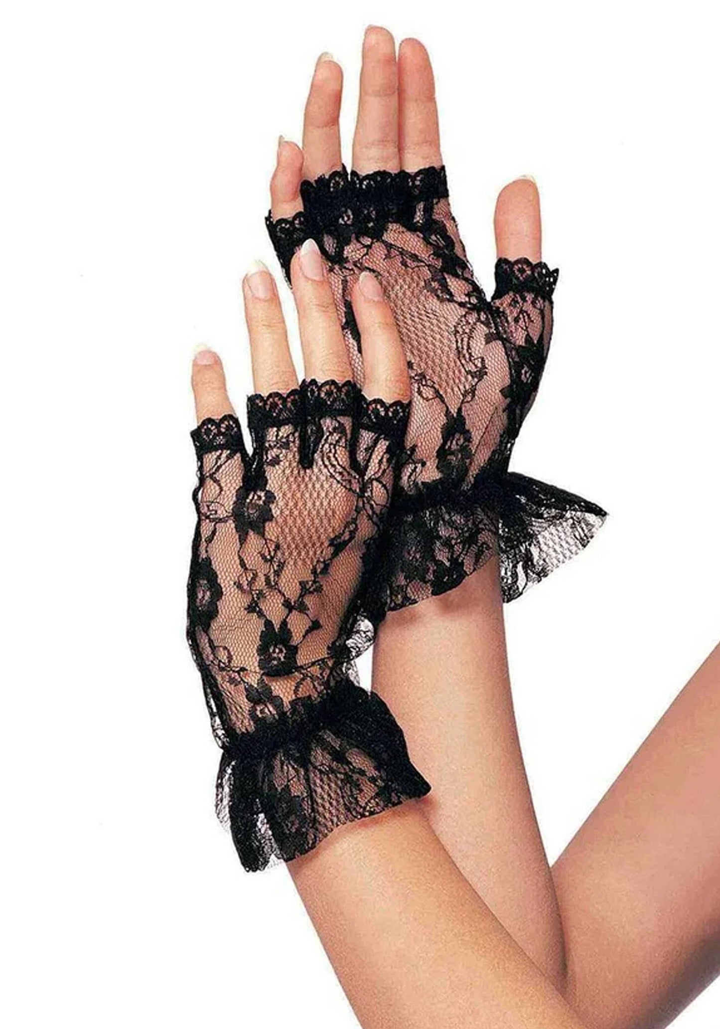 Lace Fingerless Wrist Ruffle Gloves