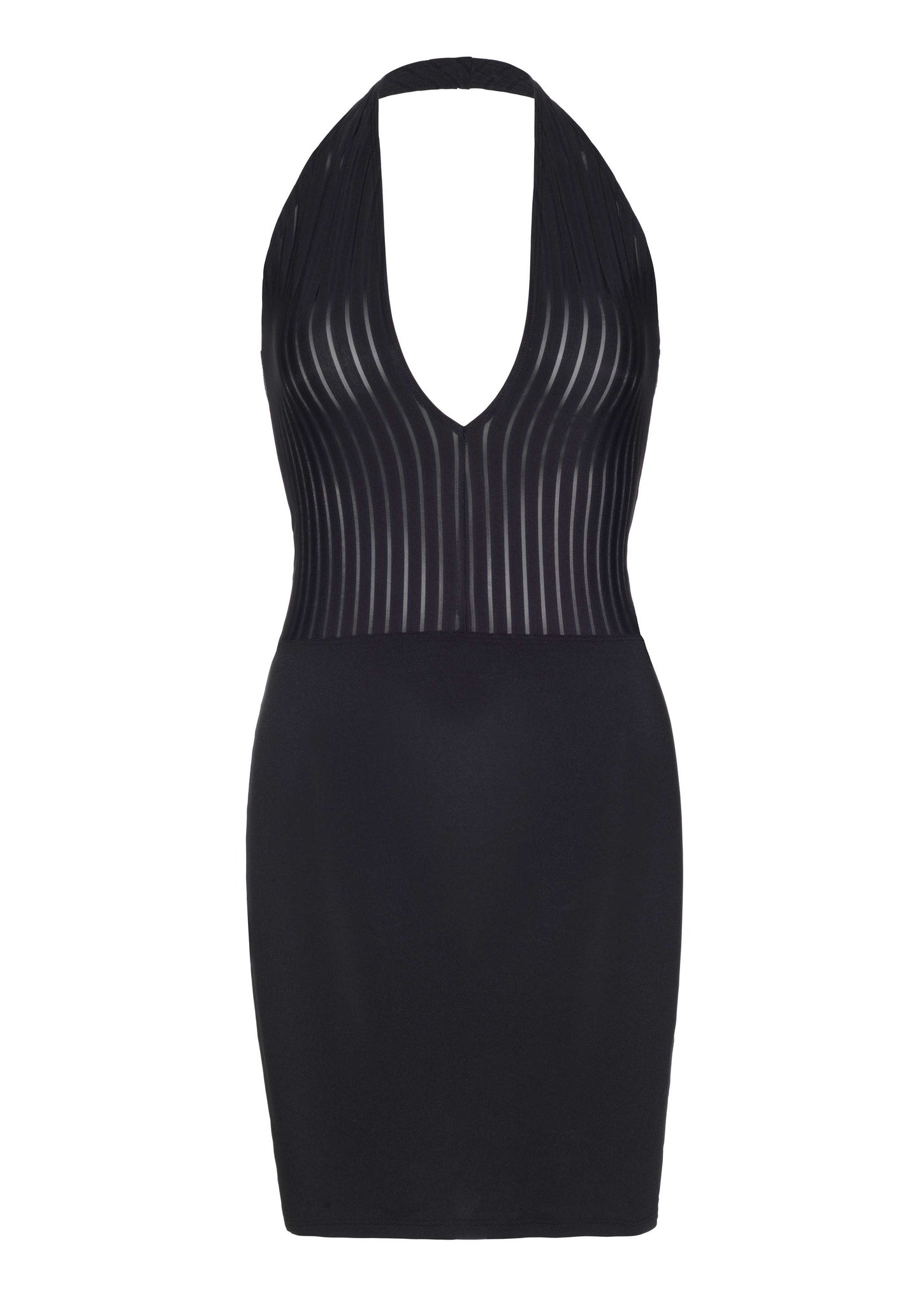 Ribbed Deep-V Backless Dress