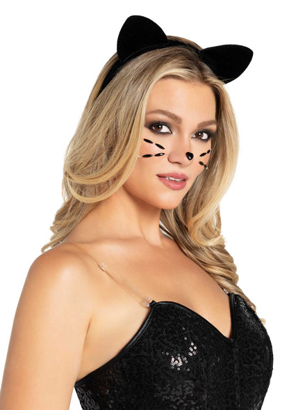 Velvet Black Cat Ears Headband