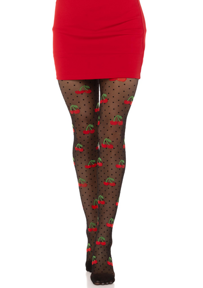 Elastane Polkadot Cherry Tights