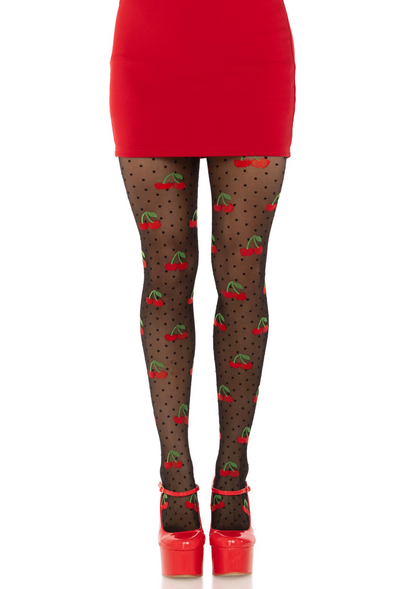 Elastane Polkadot Cherry Tights