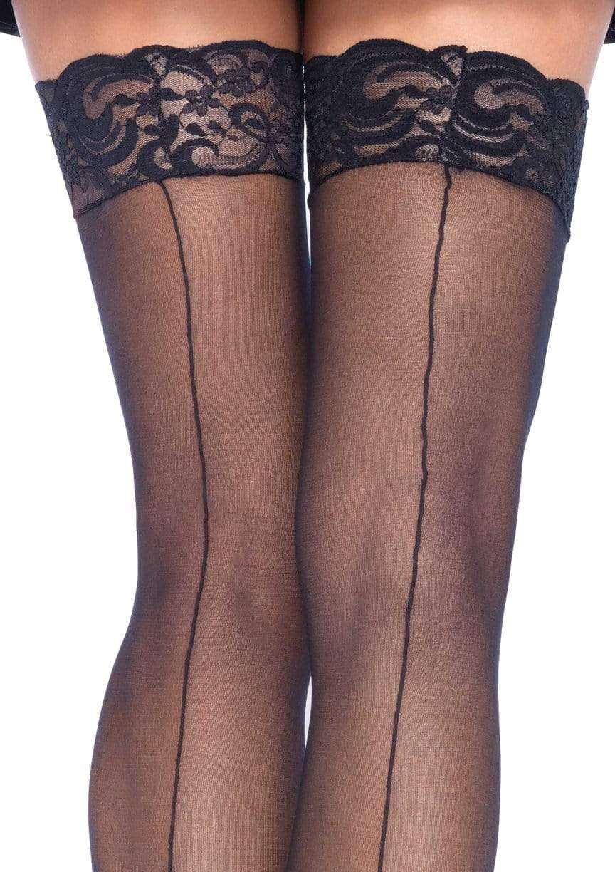 Sheer Backseam Stockings with Lace Top