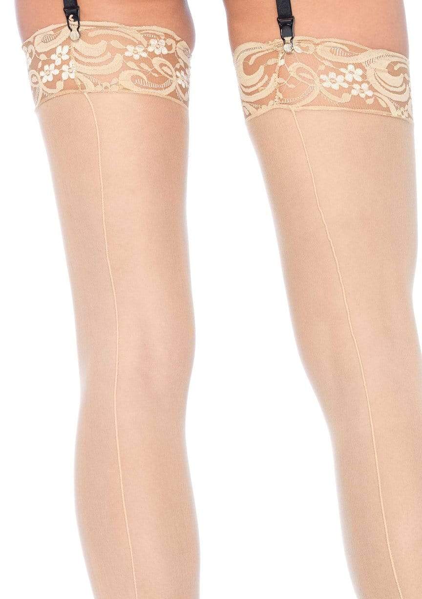 Sheer Backseam Stockings with Lace Top