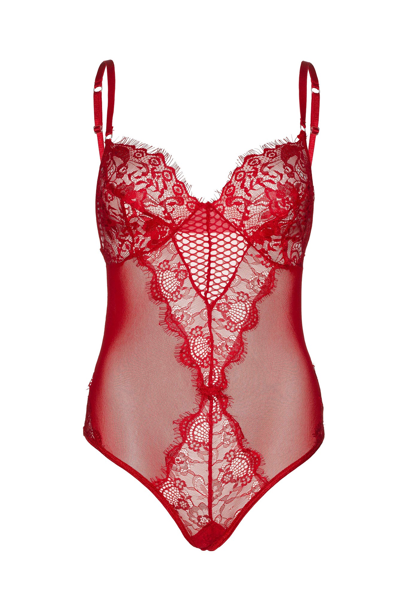 Lace and sheer mesh teddy